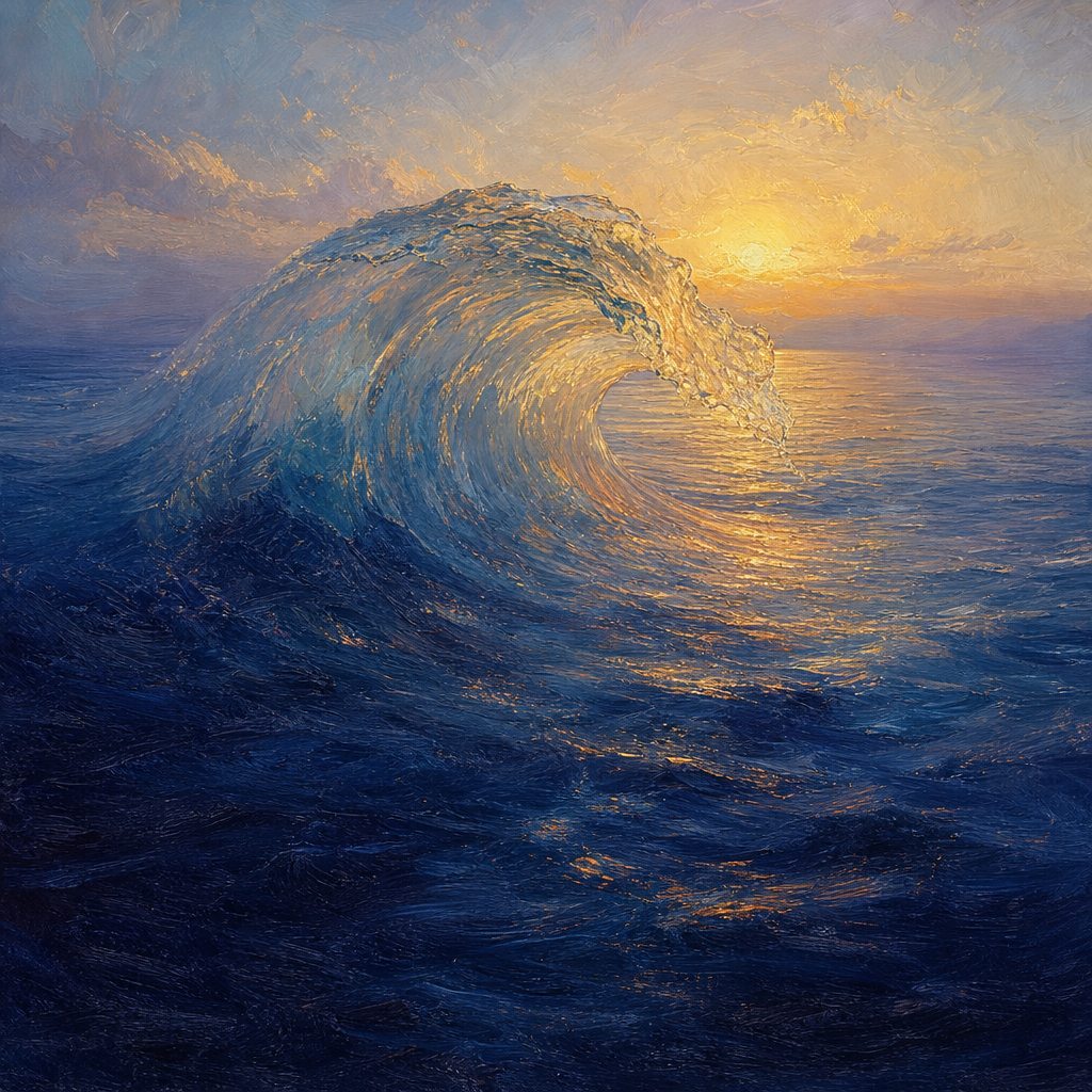 A wave rising from and dissolving into the ocean — visual metaphor for non-duality